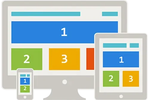 Colorful website wireframe illustration showing numbered sections