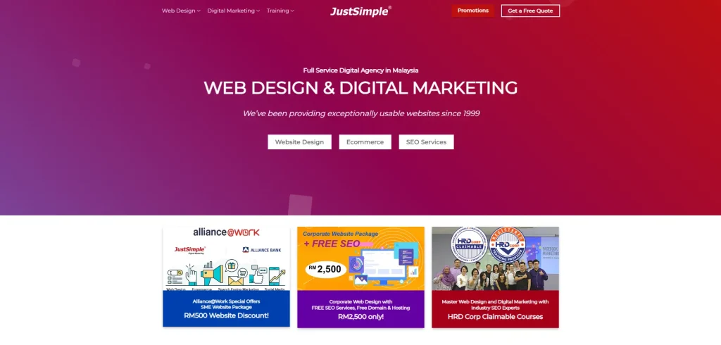 JustSimple website screenshot JustSimple website screenshot