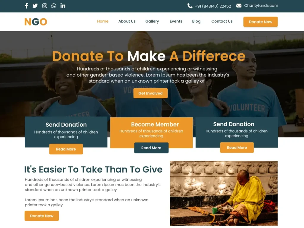 nonprofit or cause based website