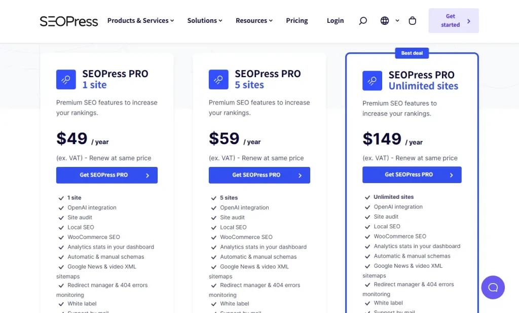 SEOPress Pricing