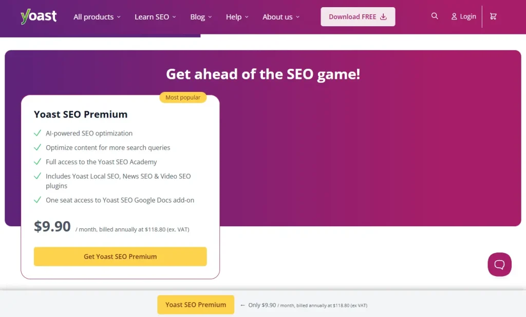 Yoast SEO Pricing