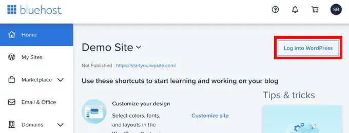 Bluehost Log Into WordPress