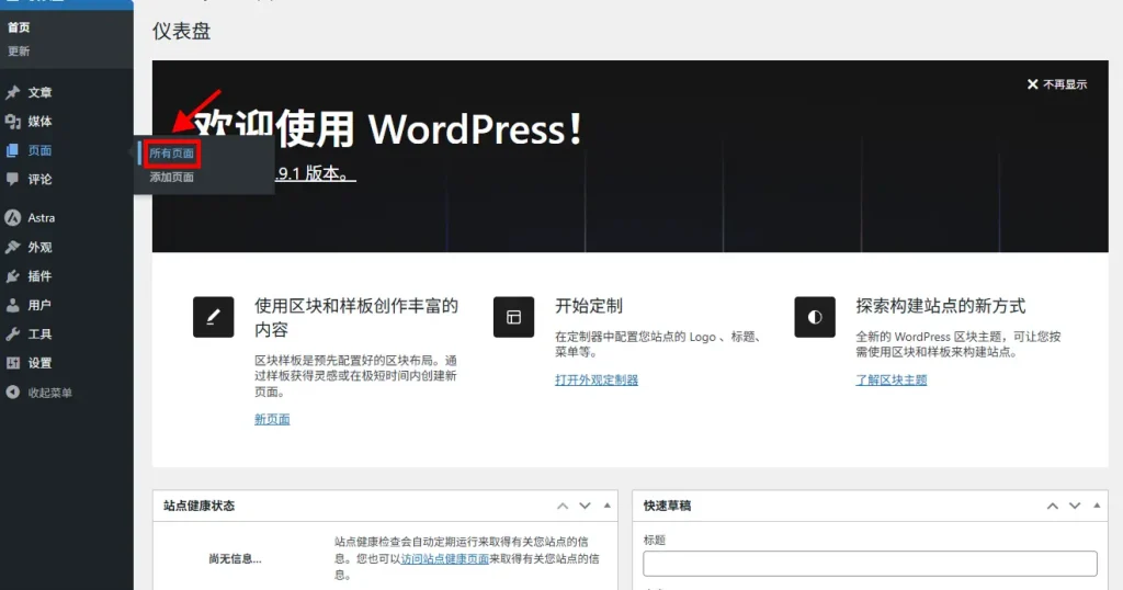 WordPress 所有页面