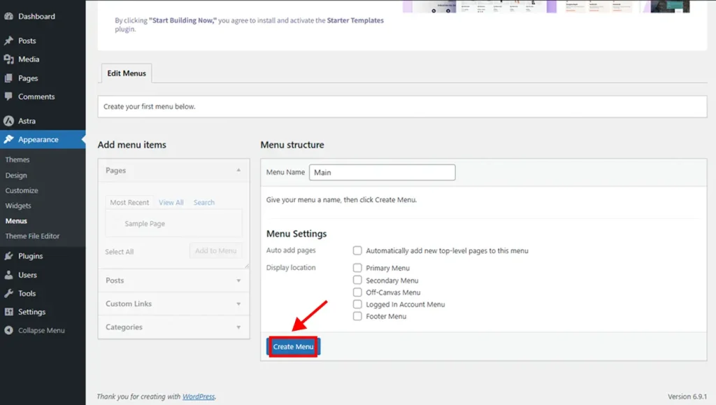 WordPress Create Menu