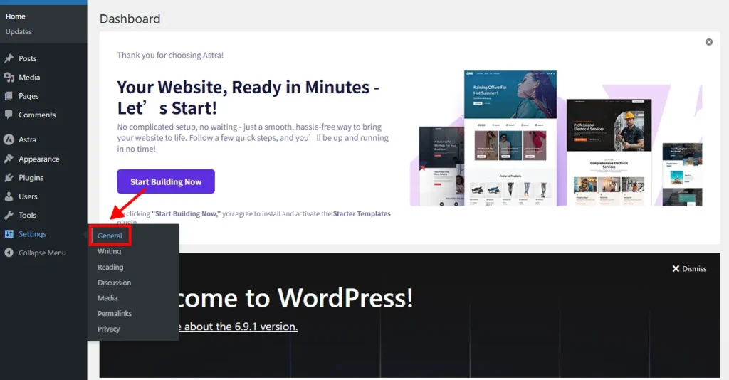WordPress Settings General